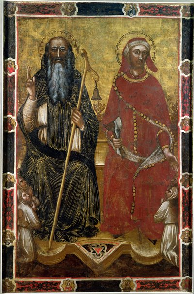 Heilige Antonius Abt und Eligius - Gemaltes Prozessionsbanner von Barnaba da Modena